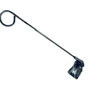 Circled Handle Candle Snuffer Pewter/Metal silver Tulip & Leaf Design VTG